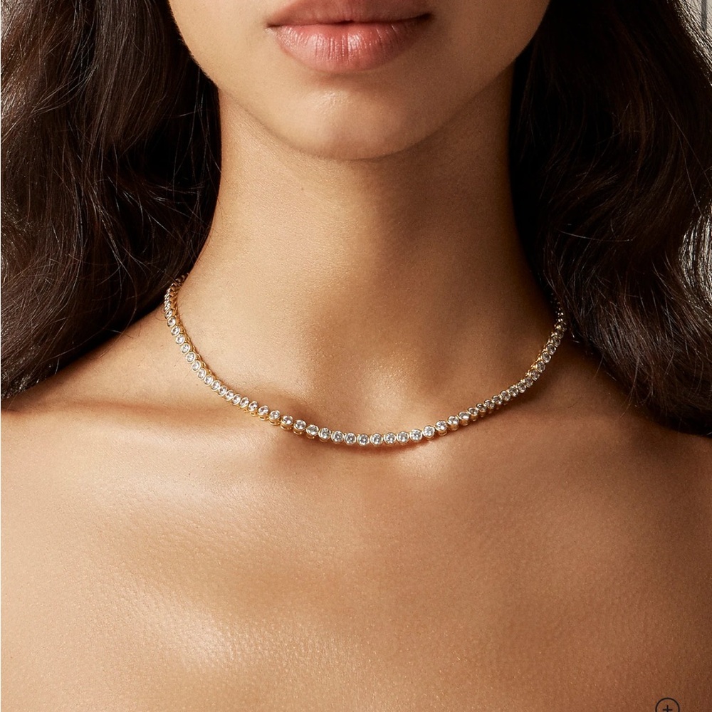 J. Crew Silver Crystal Tennis Necklace